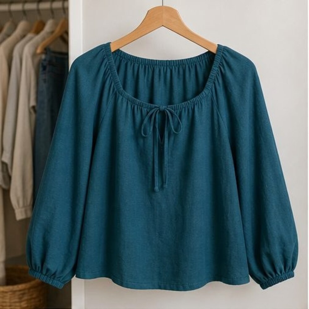 Teal V Neck Top